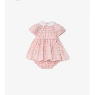 Abito in cotone a quadri con bloomers