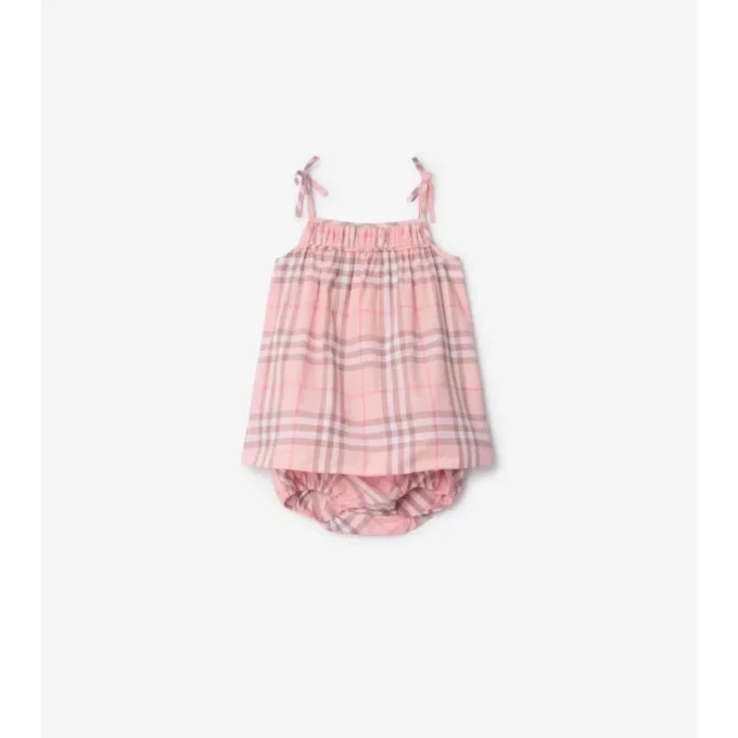 Abito in cotone a quadri con bloomers