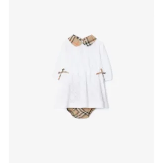 Abito in cotone a quadri con bloomers