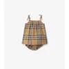 Abito in cotone a quadri con bloomers