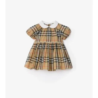 Abito in cotone a quadri con bloomers