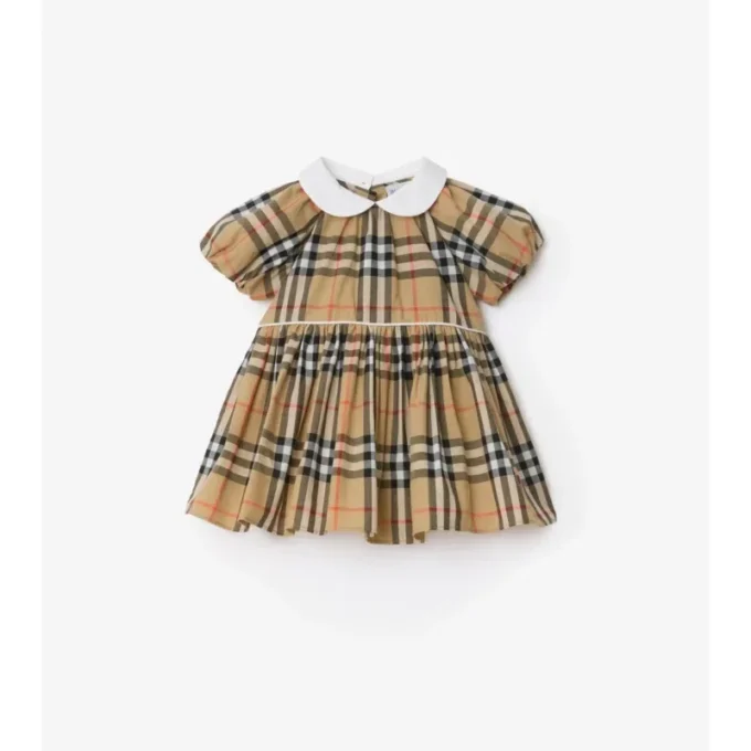 Abito in cotone a quadri con bloomers