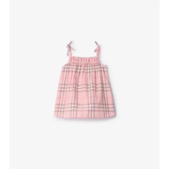 Abito in cotone a quadri con bloomers
