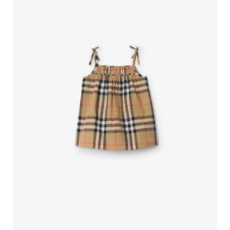 Abito in cotone a quadri con bloomers