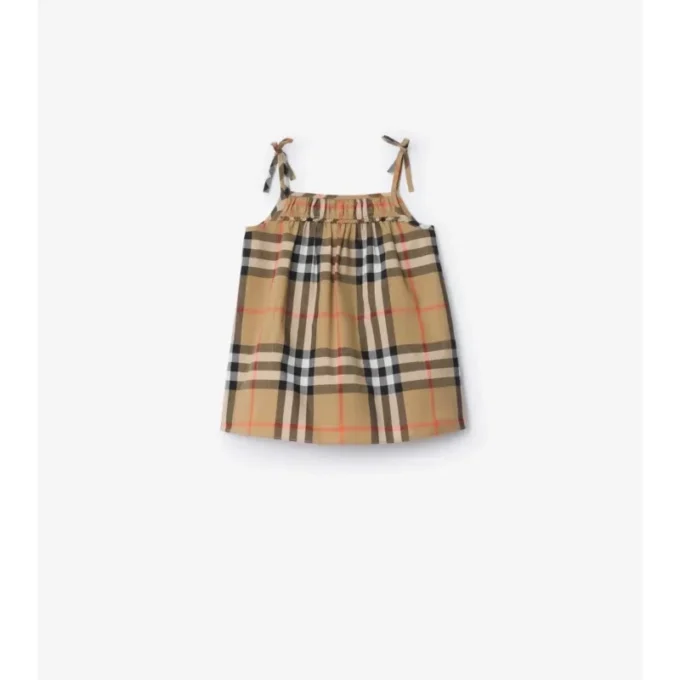 Abito in cotone a quadri con bloomers
