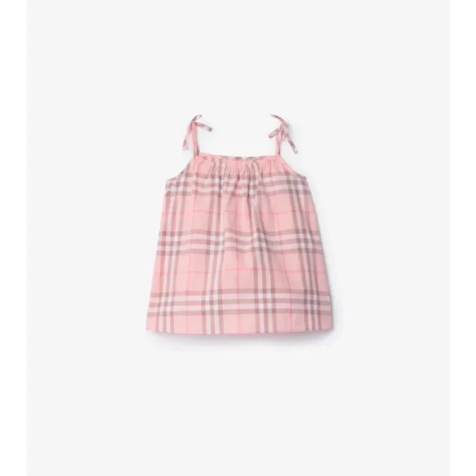 Abito in cotone a quadri con bloomers