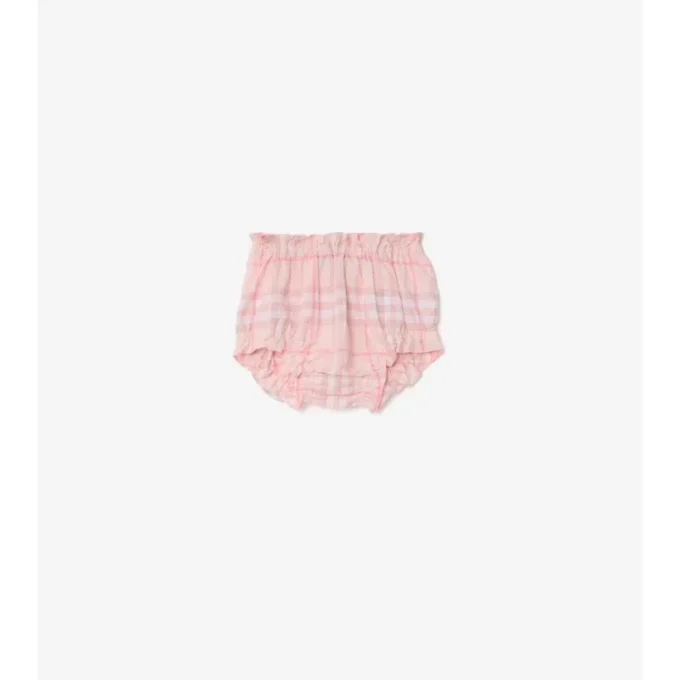 Abito in cotone a quadri con bloomers