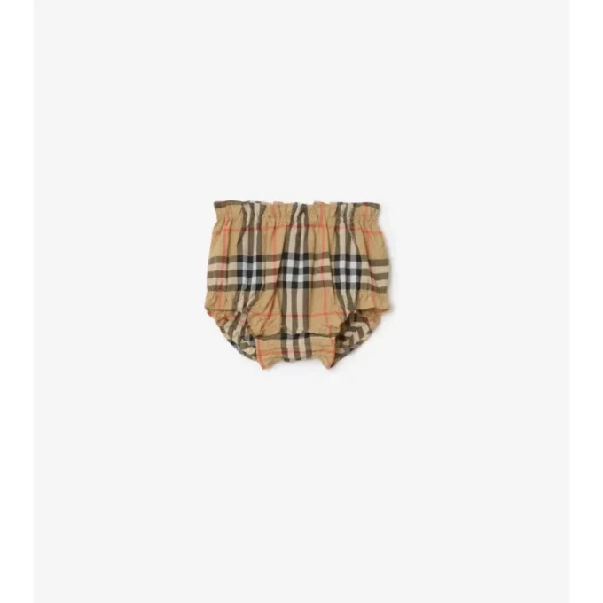 Abito in cotone a quadri con bloomers