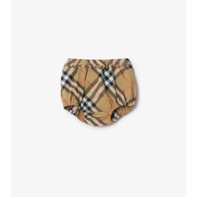 Abito in cotone a quadri con bloomers