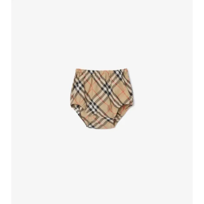 Abito in cotone a quadri con bloomers