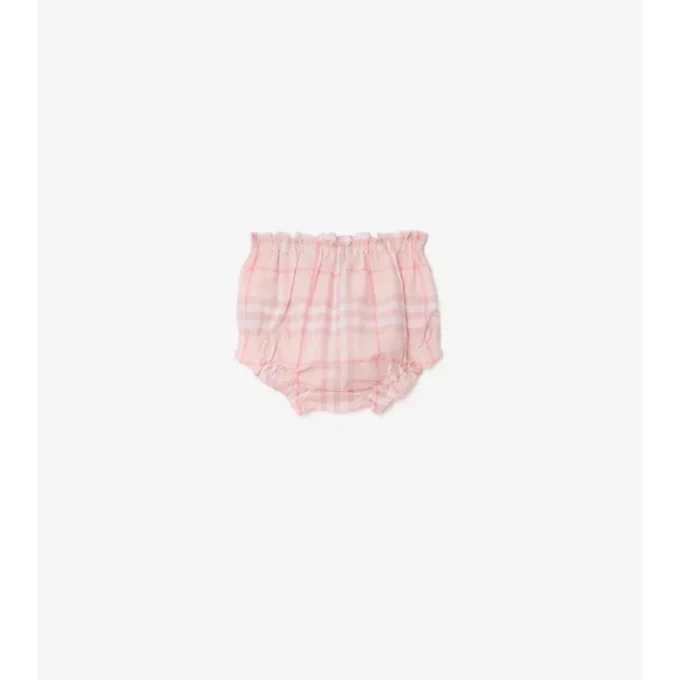 Abito in cotone a quadri con bloomers