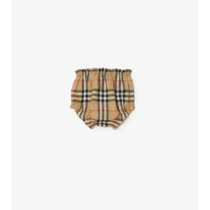 Abito in cotone a quadri con bloomers