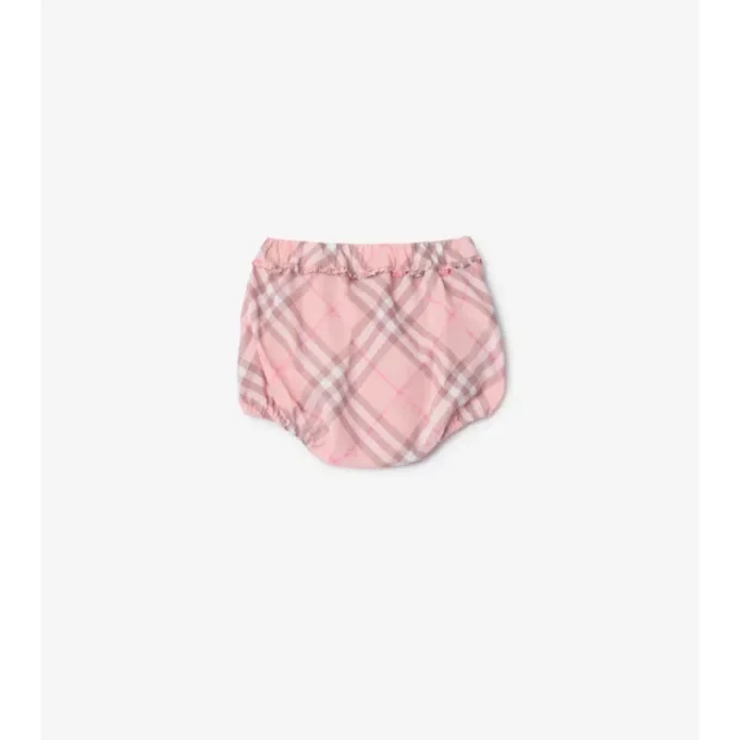 Abito in cotone a quadri con bloomers