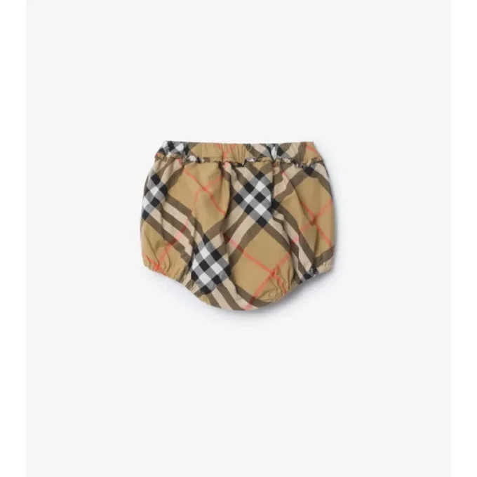 Abito in cotone a quadri con bloomers