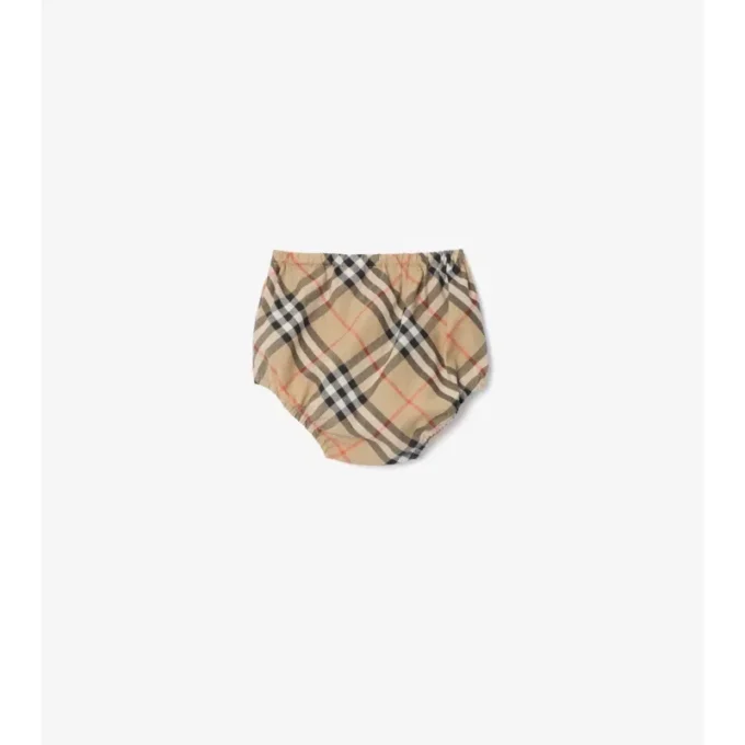 Abito in cotone a quadri con bloomers