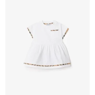 Abito in cotone con bordi a quadri e bloomers