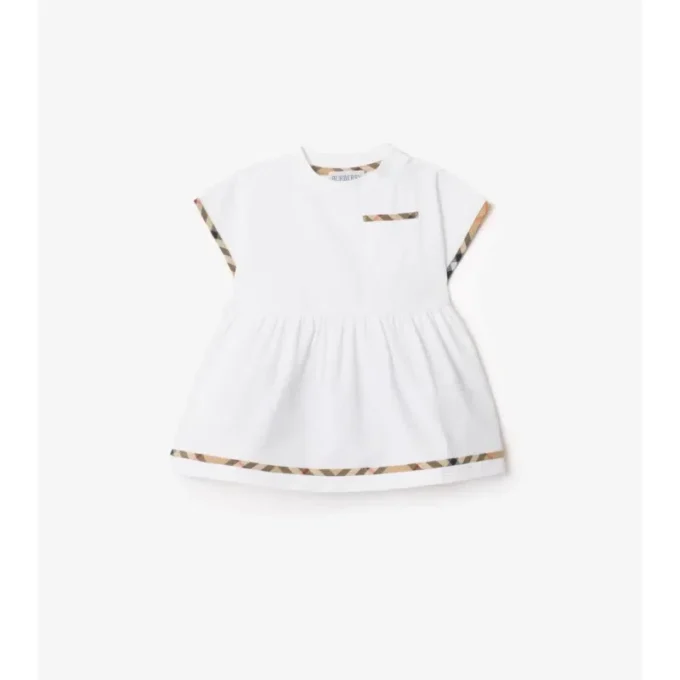 Abito in cotone con bordi a quadri e bloomers