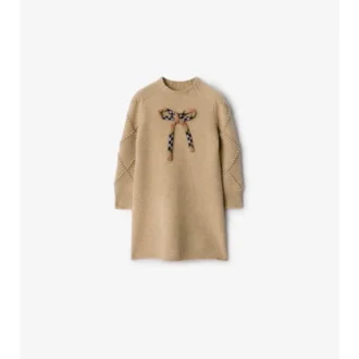 Abito in lana e cashmere con fiocco a quadri