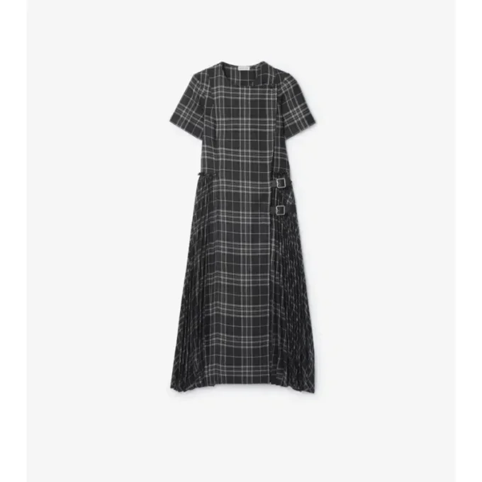 Abito kilt in misto lana a quadri