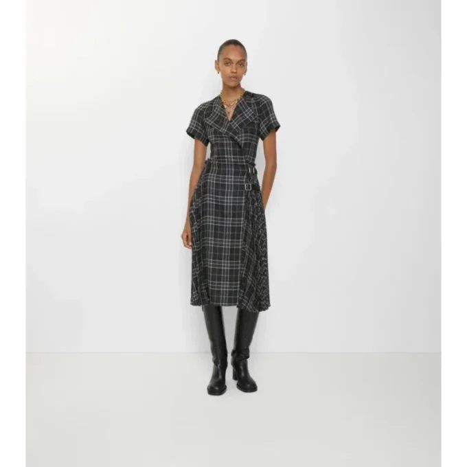 Abito kilt in misto lana a quadri