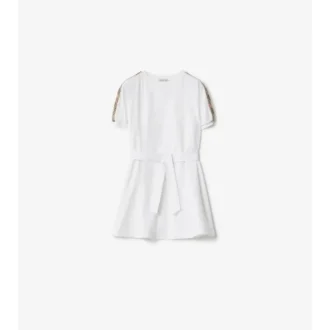 Abito T-shirt in cotone con bordi a quadri