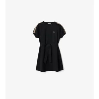 Abito T-shirt in cotone con bordi a quadri