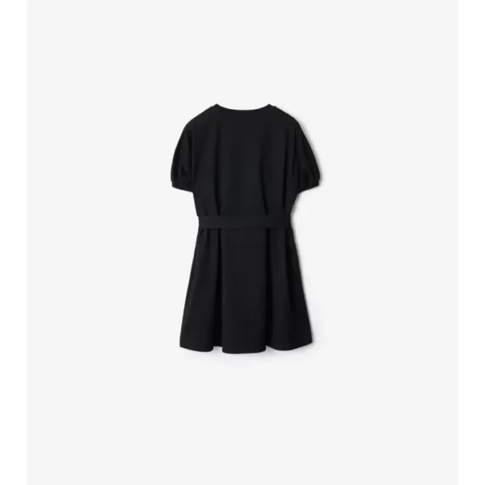 Abito T-shirt in cotone con bordi a quadri