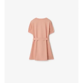 Abito T-shirt in cotone con bordi a quadri