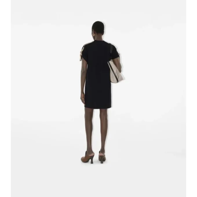 Abito T-shirt in cotone con rifiniture a quadri