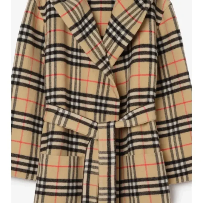 Accappatoio in lana e cashmere con motivo a quadri