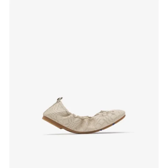 Ballerine in pelle a quadri color fulvo 