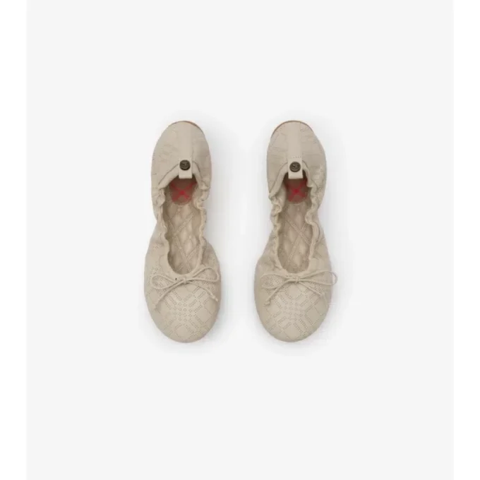 Ballerine in pelle a quadri color fulvo 