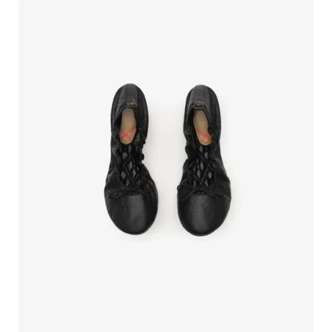 Ballerine in pelle a quadri color fulvo 