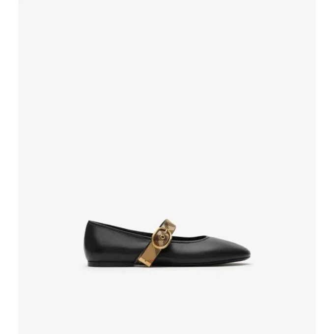 Ballerine Robin in pelle con cinturino a quadri