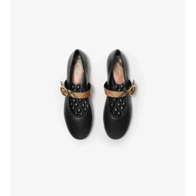 Ballerine Robin in pelle con cinturino a quadri