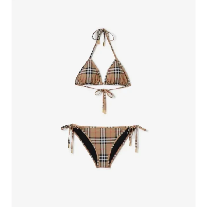Bikini a triangolo con motivo a quadri