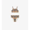 Bikini con bordi arricciati e motivo a quadri
