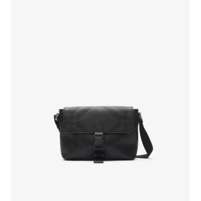 Borsa a tracolla piccola con motivo a quadri goffrato e fibbia 