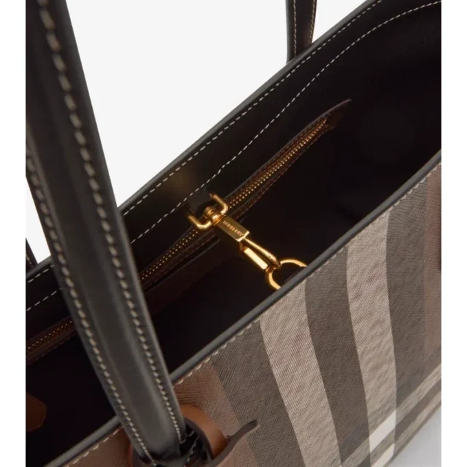Borsa tote con motivo a quadri medio