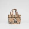 Borsa tote in tela E-Canvas con motivo Vintage Check e logo applicato
