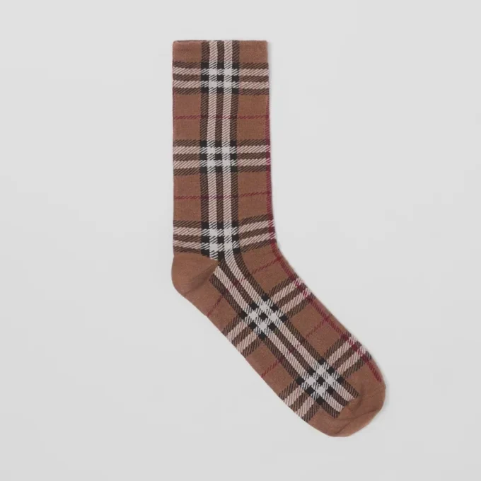 Calze in misto cotone e cashmere con motivo Vintage Check intarsiato