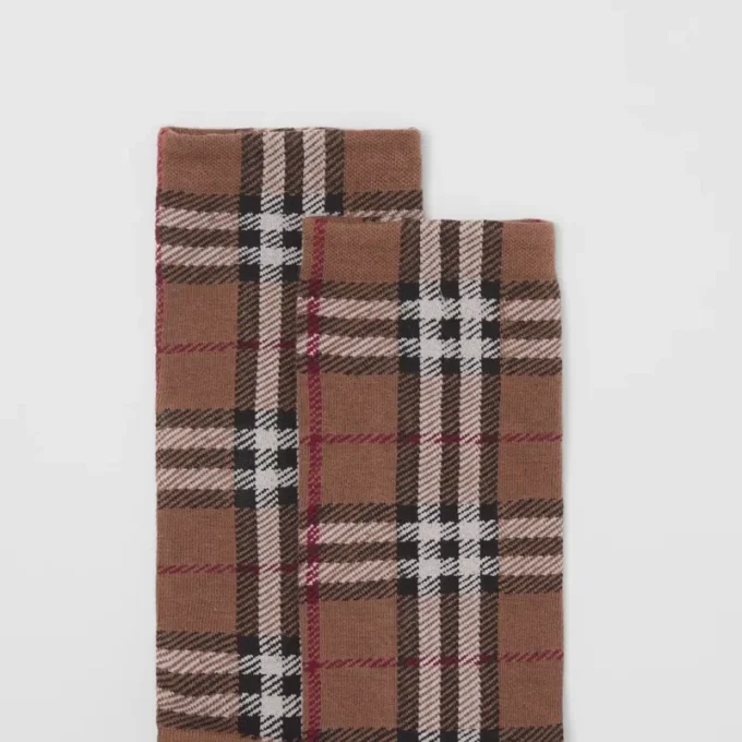 Calze in misto cotone e cashmere con motivo Vintage Check intarsiato
