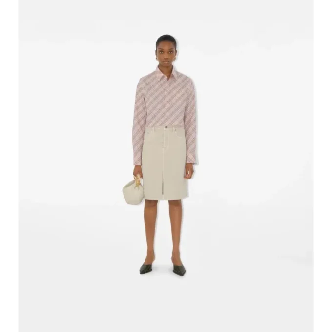 Camicia corta in cotone a quadri
