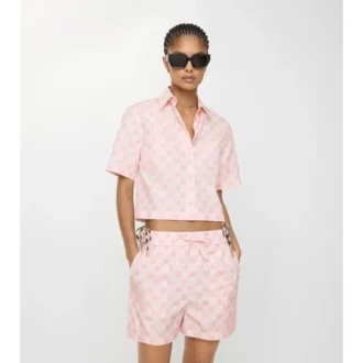 Camicia corta in cotone a scacchi EKD