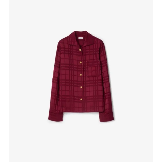Camicia da pigiama in seta a quadri