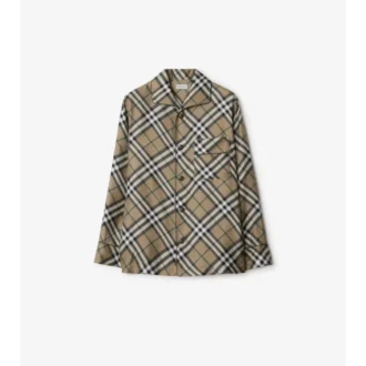 Camicia da pigiama in seta a quadri