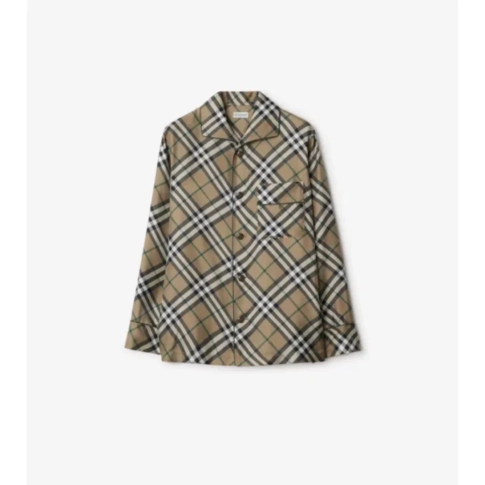 Camicia da pigiama in seta a quadri