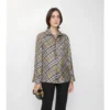 Camicia da pigiama in seta a quadri
