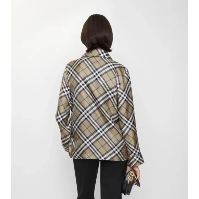 Camicia da pigiama in seta a quadri