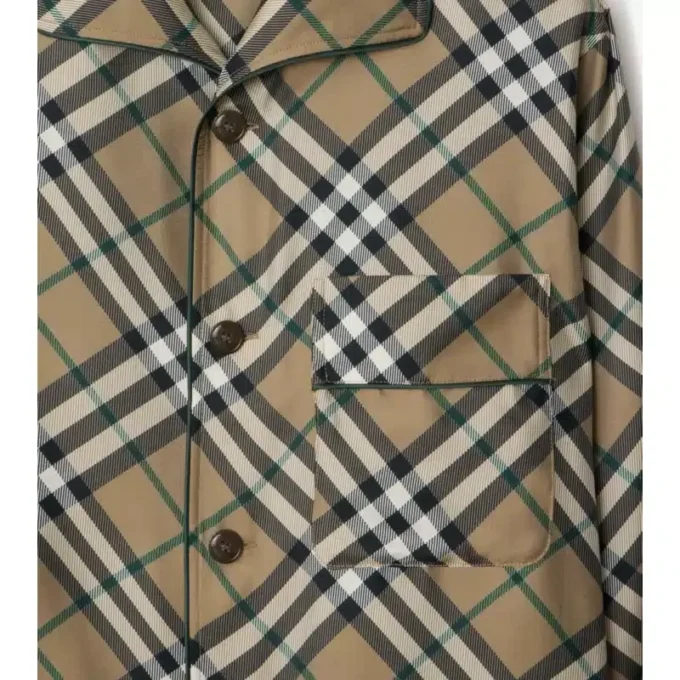 Camicia da pigiama in seta a quadri